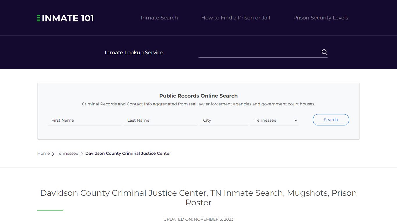 Davidson County Criminal Justice Center, TN Inmate Search, Mugshots ...